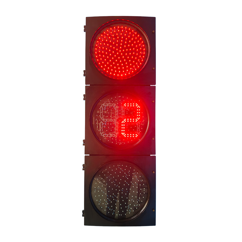CJ-403MPD-SGC 400mm LED Full-screen Traffic Signal Light with Dual 8-Second Countdown (Plastic Housing, Glass Lens, IP53)