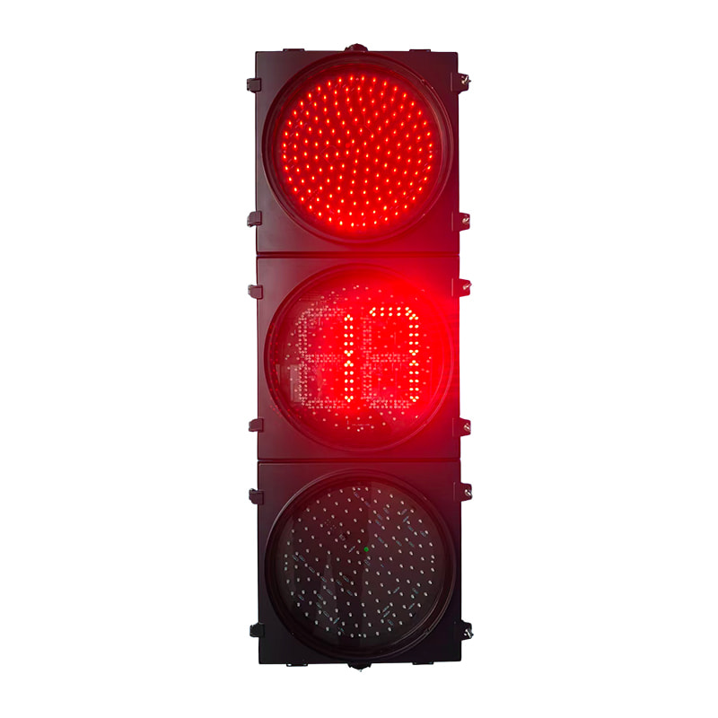 CJ-403MPD-ZL 400mm LED Full-ball Traffic Signal Light with Dual 8-Second Yellow Countdown (Aluminum Housing, Glass Lens, IP53)